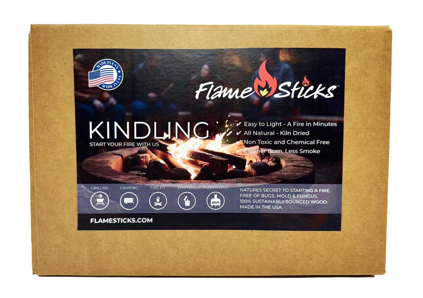 Flame Sticks™ Kindling 100% natural wood splits - perfect for starting your fire fast and easy