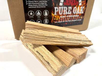 Pure Oak Mini firewood 100% natural oak wood splits. 5-6" long. Great for pizza ovens, mini fire pits and BBQ grills.